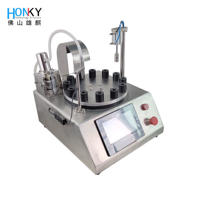 Desktop 1ml Small Vial Filling And Capping Machine With Ceramic Piston Filling Pump For Perfume Sample Filling