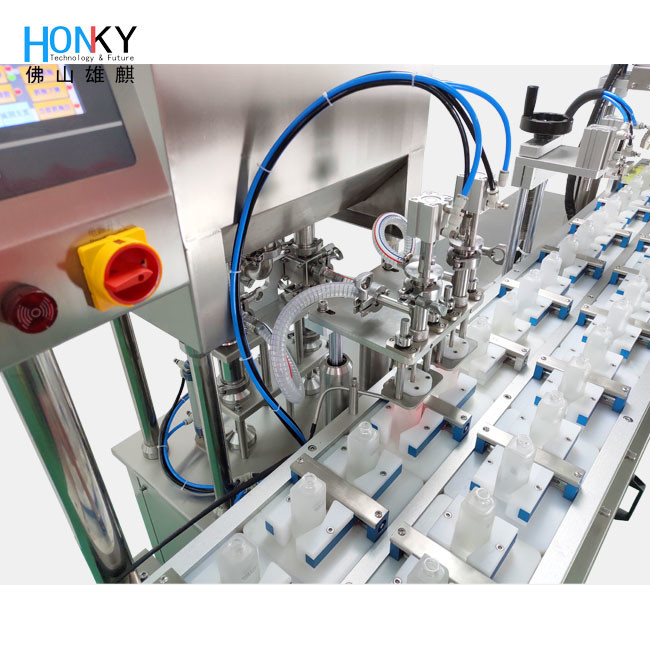 Automatic Mold Cycling Filling And Capping Machine With Mold Adjustment Funciton And Visosity Paste Filling For Multiple Jar Packing