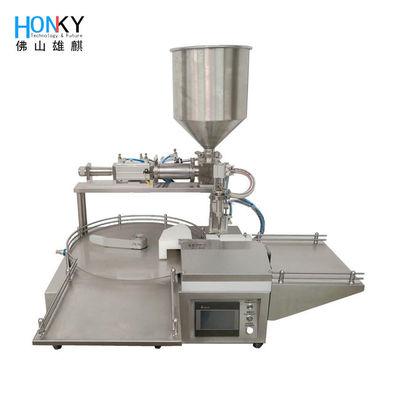 Desktop 50g Paste Cream Jar Filling Machine Met Keramische zuiger En Rotary Valve Pump Voor 35 BPM Cosmetic Cream Filling